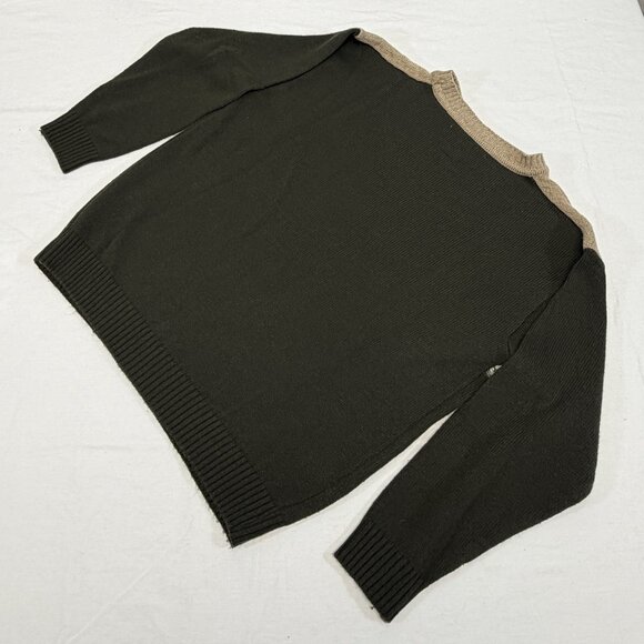 Munsingwear Color Block Crewneck Sweater Green Beige Design M Drop Long Sleeve - Picture 8 of 10